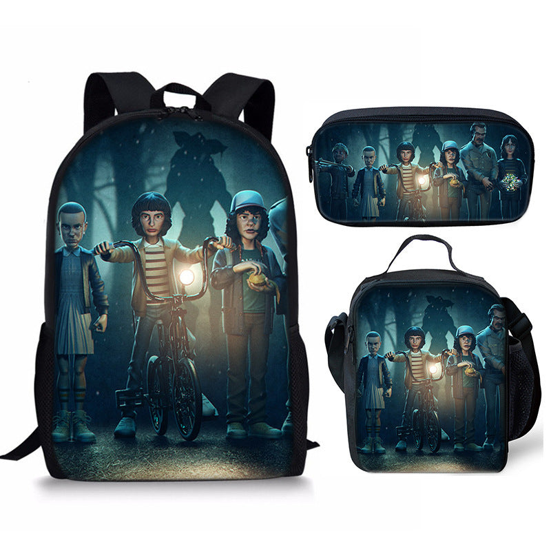 Stranger Things Schoolbag Backpack Lunch Bag Pencil Case 3pcs Set Gift for Kids Students