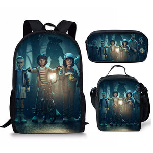 Stranger Things Schoolbag Backpack Lunch Bag Pencil Case 3pcs Set Gift for Kids Students
