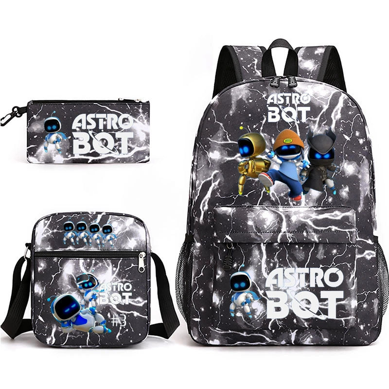 Astro Bot SchoolBag Backpack Shoulder Bag Book Pencil Bags 3pcs Set