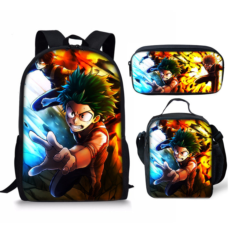 My Hero Academia Schoolbag Backpack Lunch Bag Pencil Case 3pcs Set Gift for Kids Students