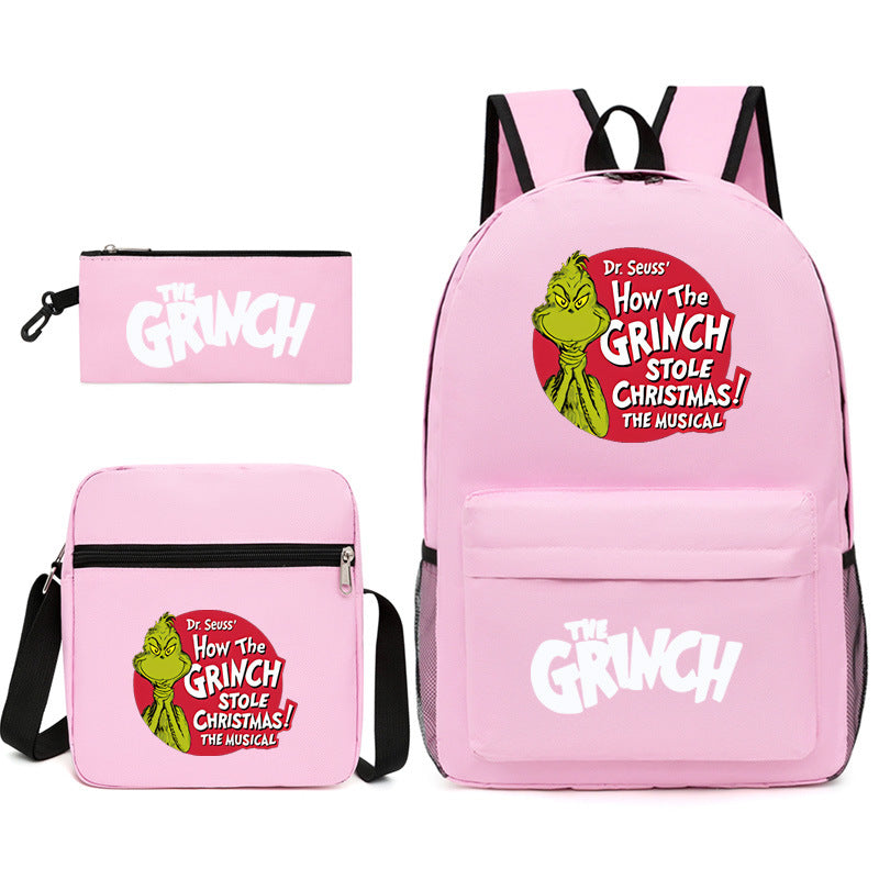 How the Grinch Stole Christmas SchoolBag Backpack Shoulder Bag Book Pencil Bags 3pcs Set