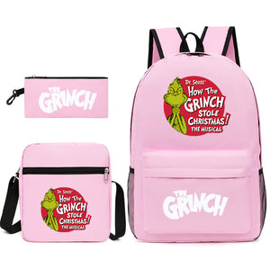 How the Grinch Stole Christmas SchoolBag Backpack Shoulder Bag Book Pencil Bags 3pcs Set