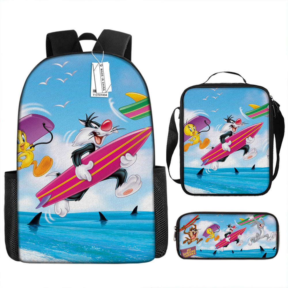 Looney Tunes Schoolbag Backpack Lunch Bag Pencil Case 3pcs Set Gift for Kids Students