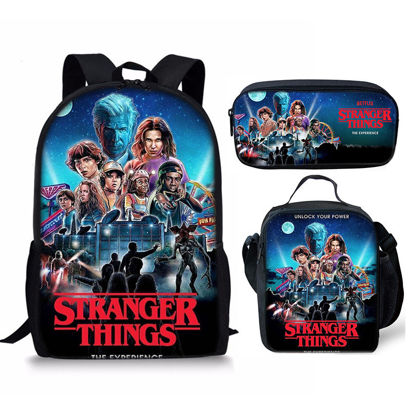 Stranger Things Schoolbag Backpack Lunch Bag Pencil Case 3pcs Set Gift for Kids Students