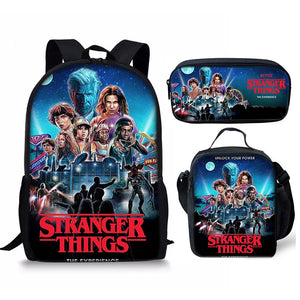 Stranger Things Schoolbag Backpack Lunch Bag Pencil Case 3pcs Set Gift for Kids Students