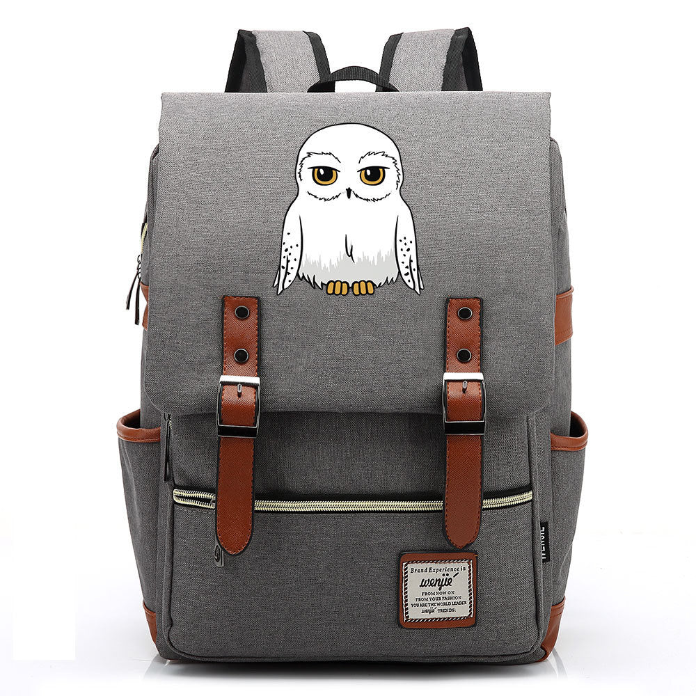 Owl School Canvas Travel Backpack School bag