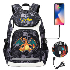 Pokemon Charizard USB Charging Backpack School NoteBook Laptop Travel Bags