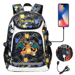 Pokemon Charizard USB Charging Backpack School NoteBook Laptop Travel Bags
