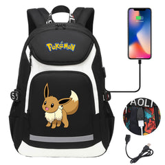 Pokemon Eevee USB Charging Backpack School NoteBook Laptop Travel Bags