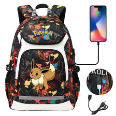 Pokemon Eevee USB Charging Backpack School NoteBook Laptop Travel Bags