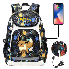 Pokemon Eevee USB Charging Backpack School NoteBook Laptop Travel Bags