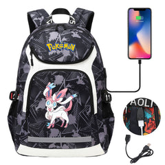 Pokemon Fennekin  USB Charging Backpack School NoteBook Laptop Travel Bags