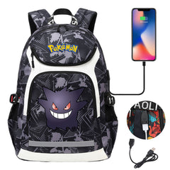 Pokemon Gengar USB Charging Backpack School NoteBook Laptop Travel Bags