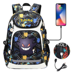 Pokemon Gengar USB Charging Backpack School NoteBook Laptop Travel Bags