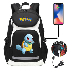 Pokemon Squirtle USB Charging Backpack School NoteBook Laptop Travel Bags