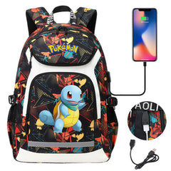 Pokemon Squirtle USB Charging Backpack School NoteBook Laptop Travel Bags