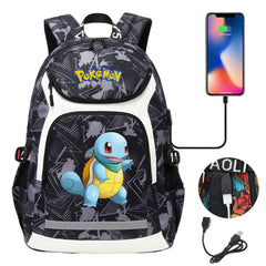Pokemon Squirtle USB Charging Backpack School NoteBook Laptop Travel Bags