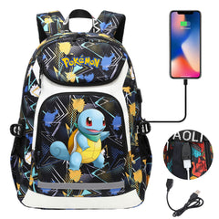 Pokemon Squirtle USB Charging Backpack School NoteBook Laptop Travel Bags