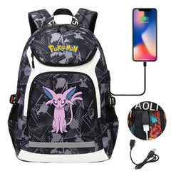Pokemon Espeon USB Charging Backpack School NoteBook Laptop Travel Bags