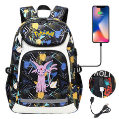 Pokemon Espeon USB Charging Backpack School NoteBook Laptop Travel Bags