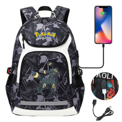 Pokemon Umbreon USB Charging Backpack School NoteBook Laptop Travel Bags
