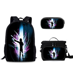 Pop Superstar Michael Jackson Schoolbag Backpack Lunch Bag Pencil Case 3pcs Set Gift for Kids Students