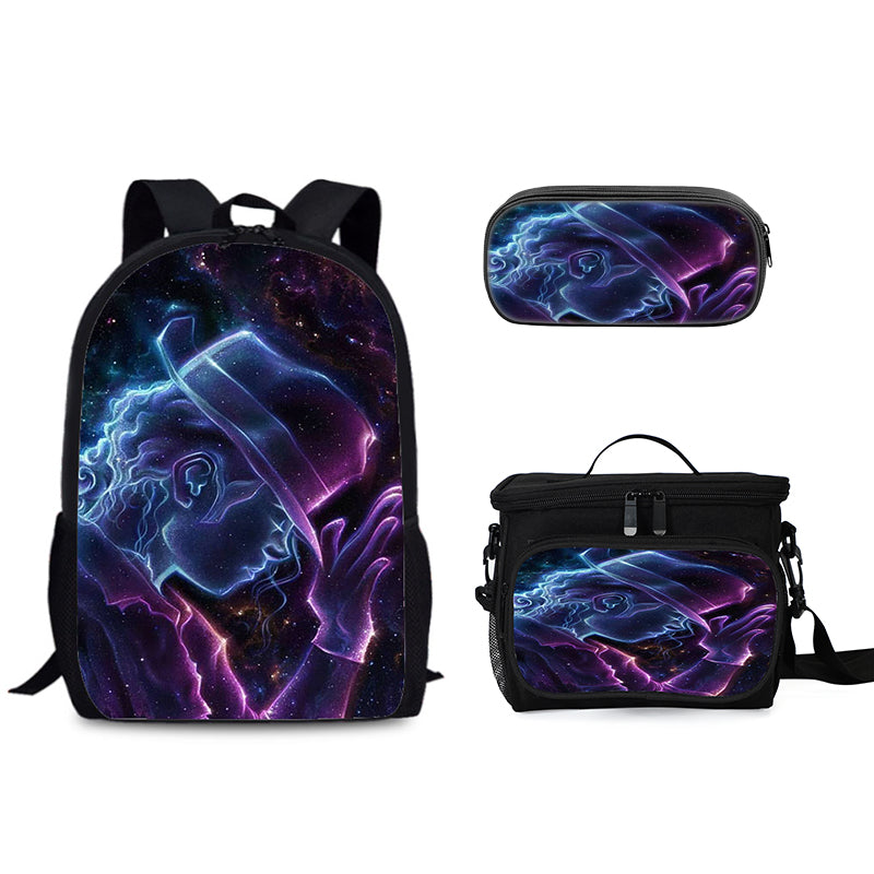 Pop Superstar Michael Jackson Schoolbag Backpack Lunch Bag Pencil Case 3pcs Set Gift for Kids Students
