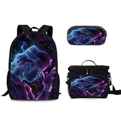 Pop Superstar Michael Jackson Schoolbag Backpack Lunch Bag Pencil Case 3pcs Set Gift for Kids Students