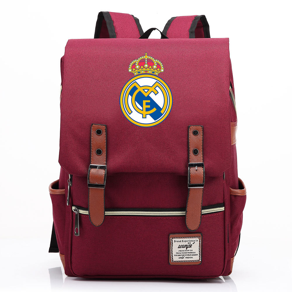Real Madrid Football Club Canvas Travel Backpack School Book Bag
