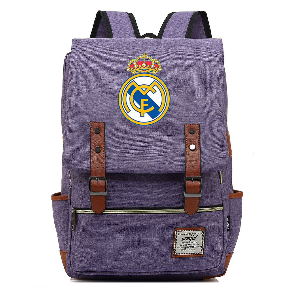 Real Madrid Football Club Canvas Travel Backpack School Book Bag