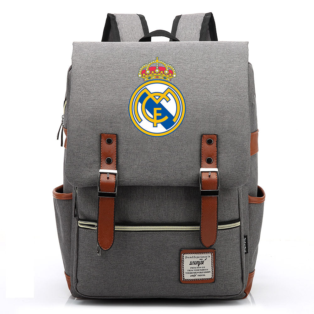 Real Madrid Football Club Canvas Travel Backpack School Book Bag