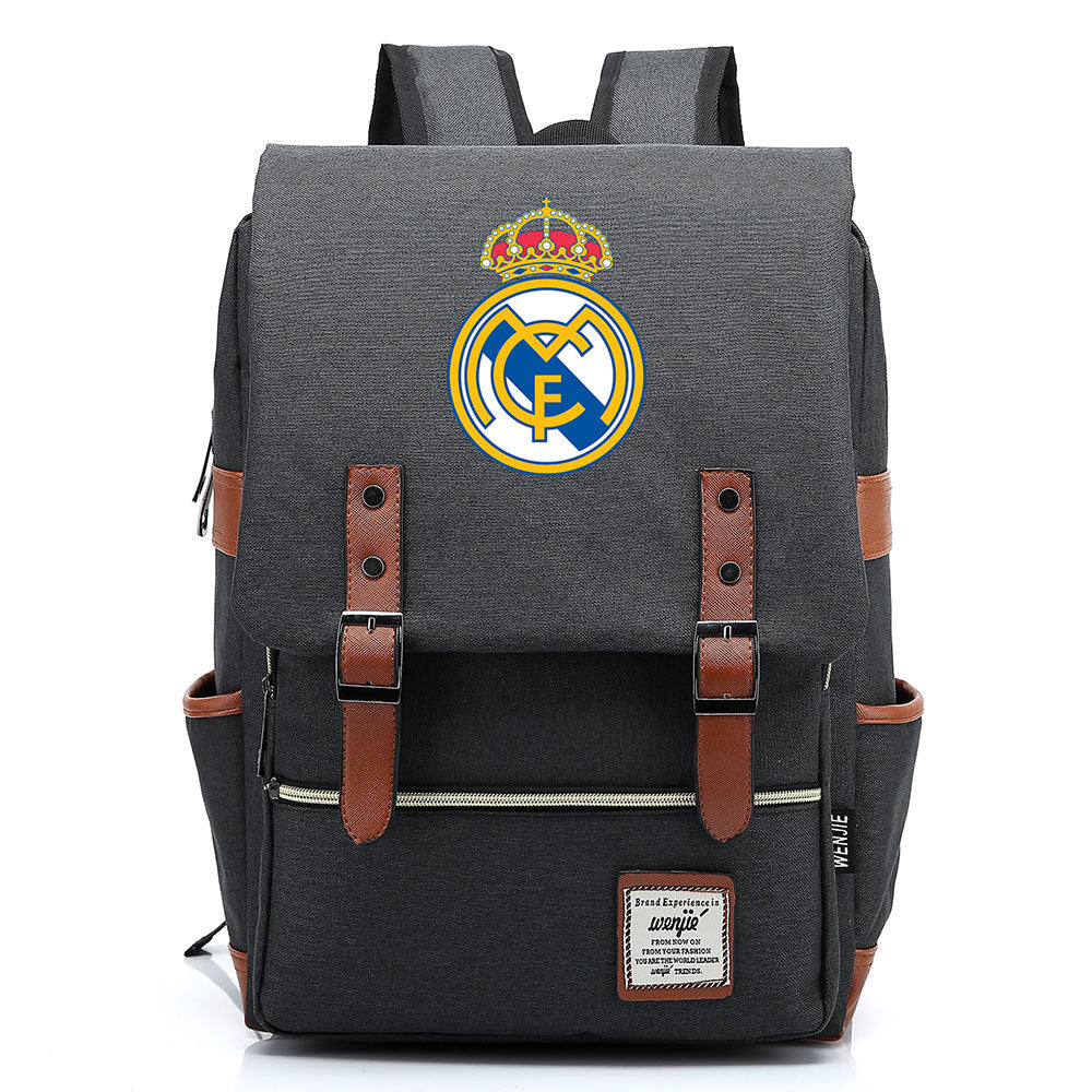 Real Madrid Football Club Canvas Travel Backpack School Book Bag