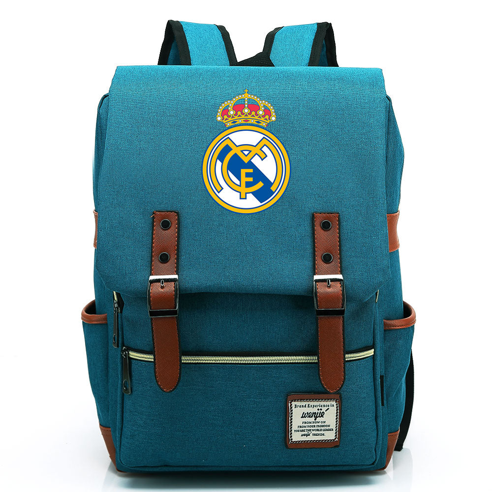 Real Madrid Football Club Canvas Travel Backpack School Book Bag