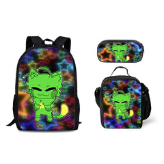 Regretevator Gnarpy Schoolbag Backpack Lunch Bag Pencil Case 3pcs Set Gift for Kids Students