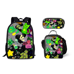 Regretevator Gnarpy Schoolbag Backpack Lunch Bag Pencil Case 3pcs Set Gift for Kids Students