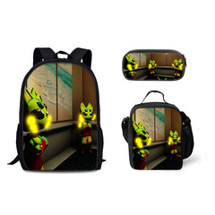 Regretevator Gnarpy Schoolbag Backpack Lunch Bag Pencil Case 3pcs Set Gift for Kids Students