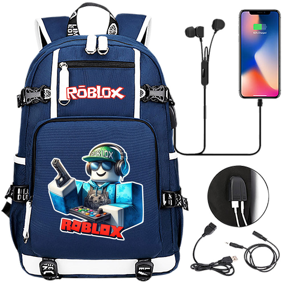 Roblox Game USB Charging Backpack School NoteBook Laptop Travel Bags