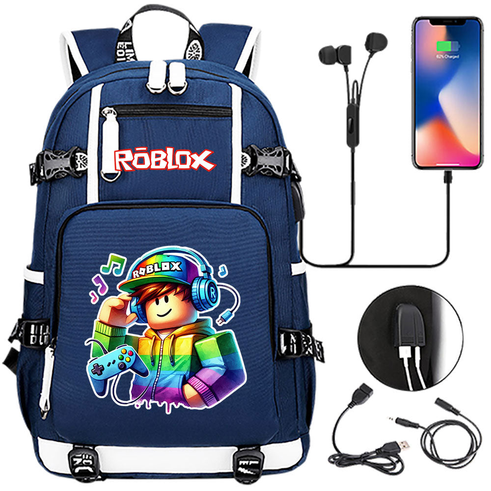 Roblox Game USB Charging Backpack School NoteBook Laptop Travel Bags