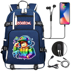 Roblox Game USB Charging Backpack School NoteBook Laptop Travel Bags