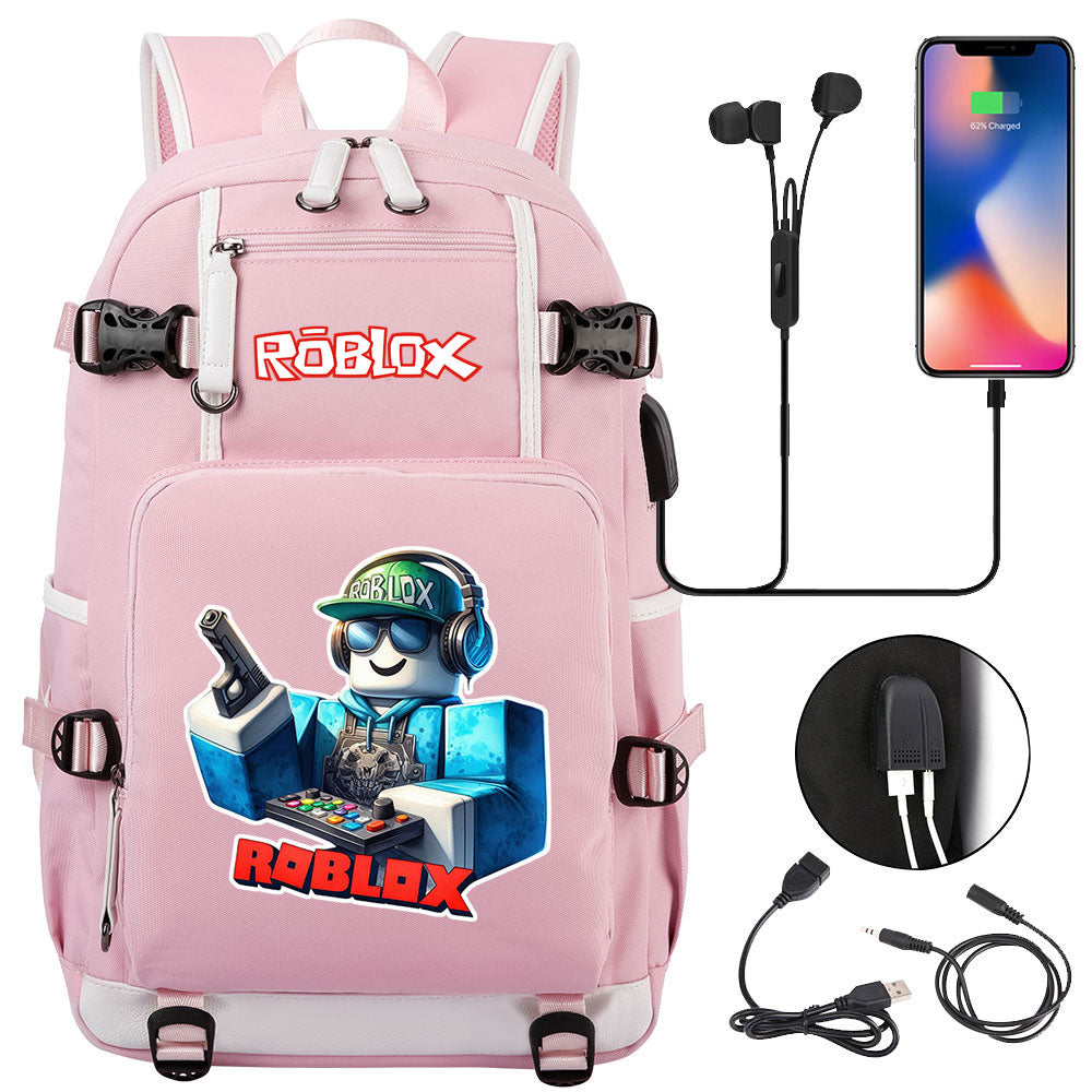 Roblox Game USB Charging Backpack School NoteBook Laptop Travel Bags