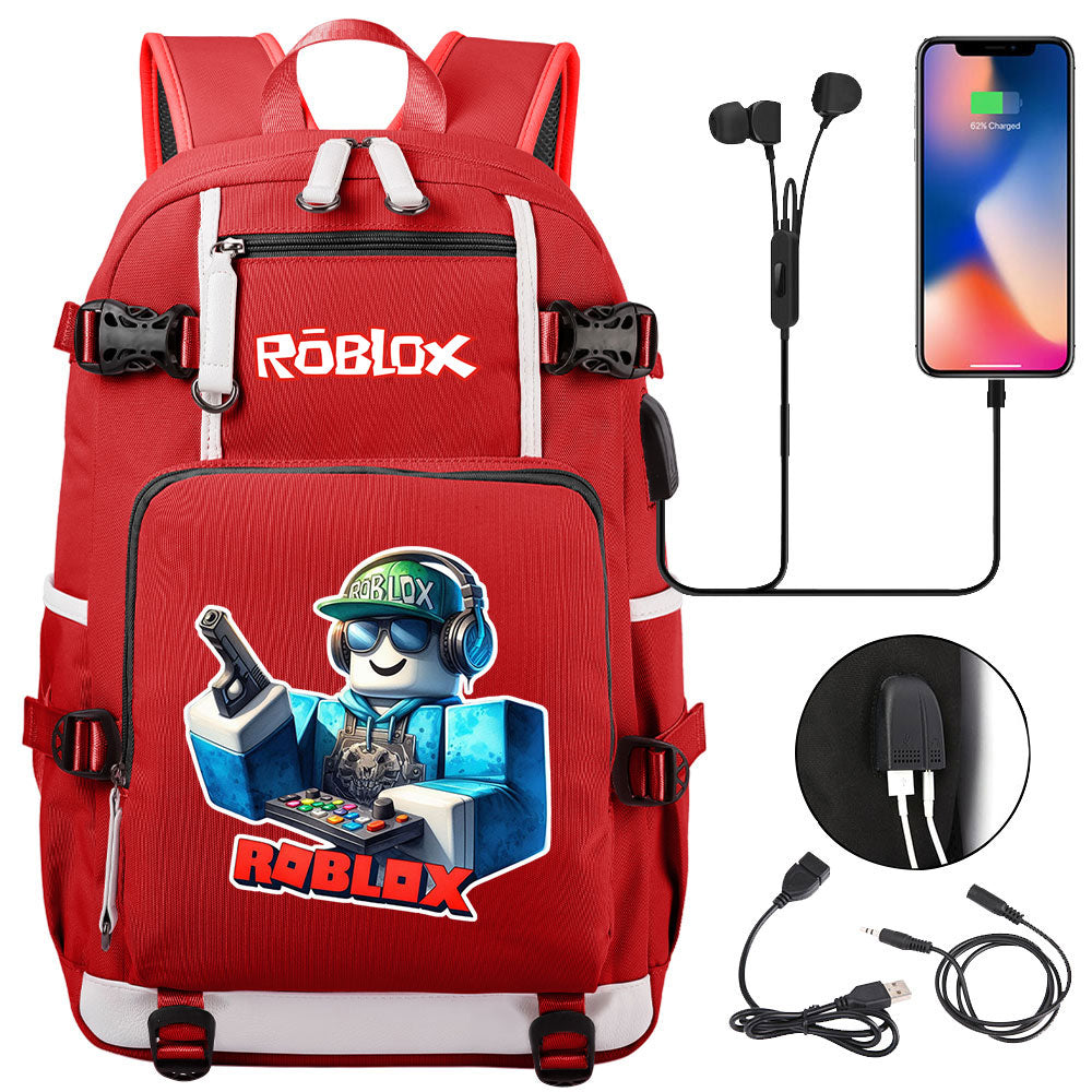 Roblox Game USB Charging Backpack School NoteBook Laptop Travel Bags