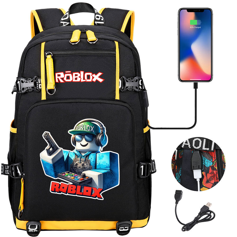 Roblox Game USB Charging Backpack School NoteBook Laptop Travel Bags