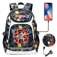 Roblox Game USB Charging Backpack School NoteBook Laptop Travel Bags