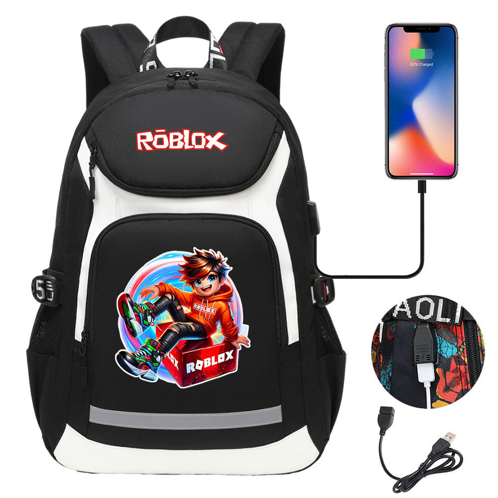 Roblox Game USB Charging Backpack School NoteBook Laptop Travel Bags