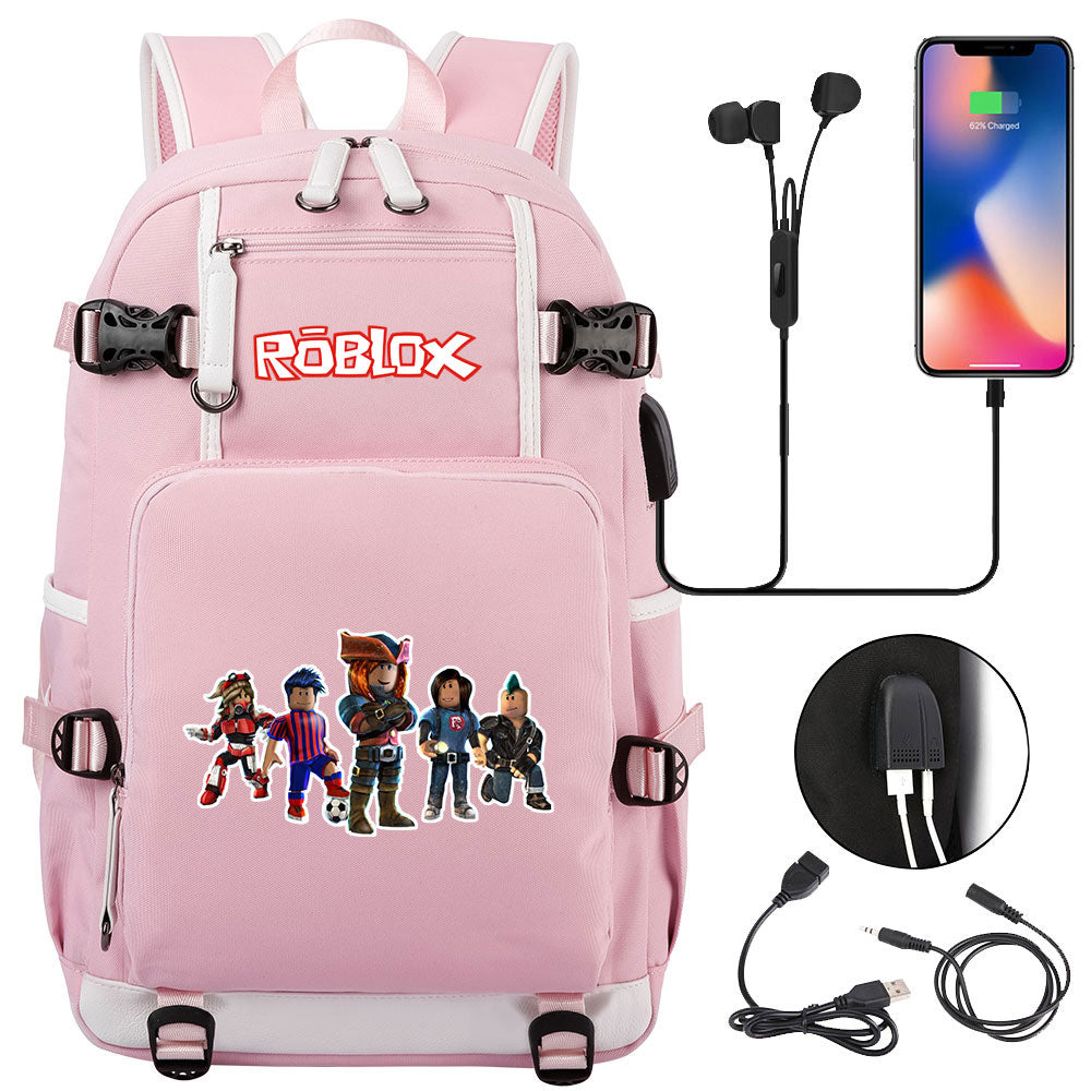 Roblox USB Charging Backpack School NoteBook Laptop Travel Bags