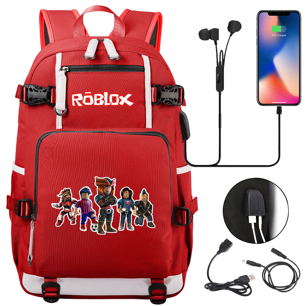 Roblox USB Charging Backpack School NoteBook Laptop Travel Bags