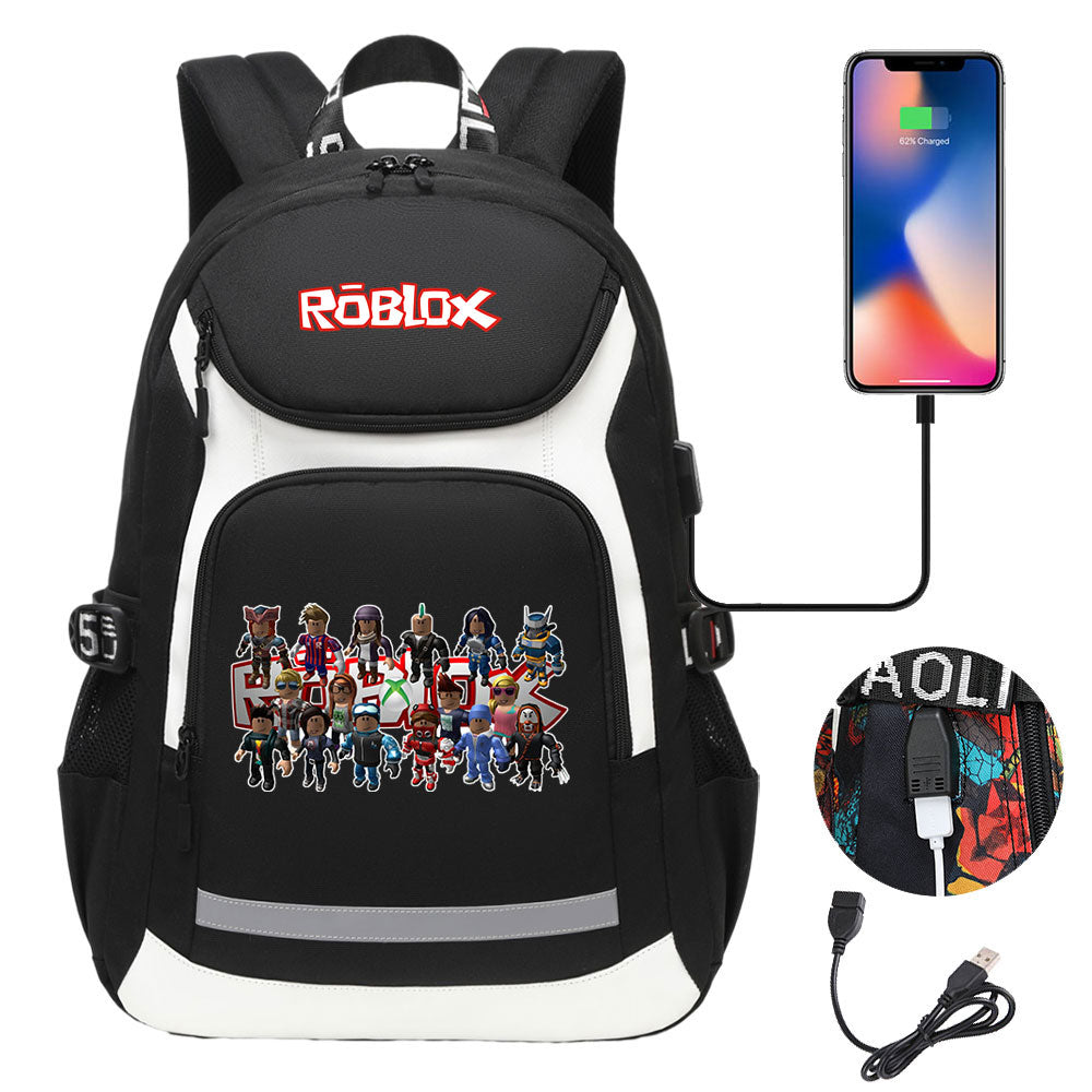 Roblox USB Charging Backpack School NoteBook Laptop Travel Bags