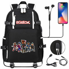 Roblox USB Charging Backpack School NoteBook Laptop Travel Bags