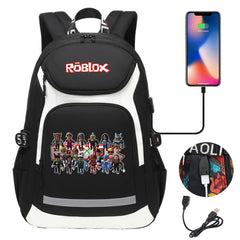 Roblox USB Charging Backpack School NoteBook Laptop Travel Bags