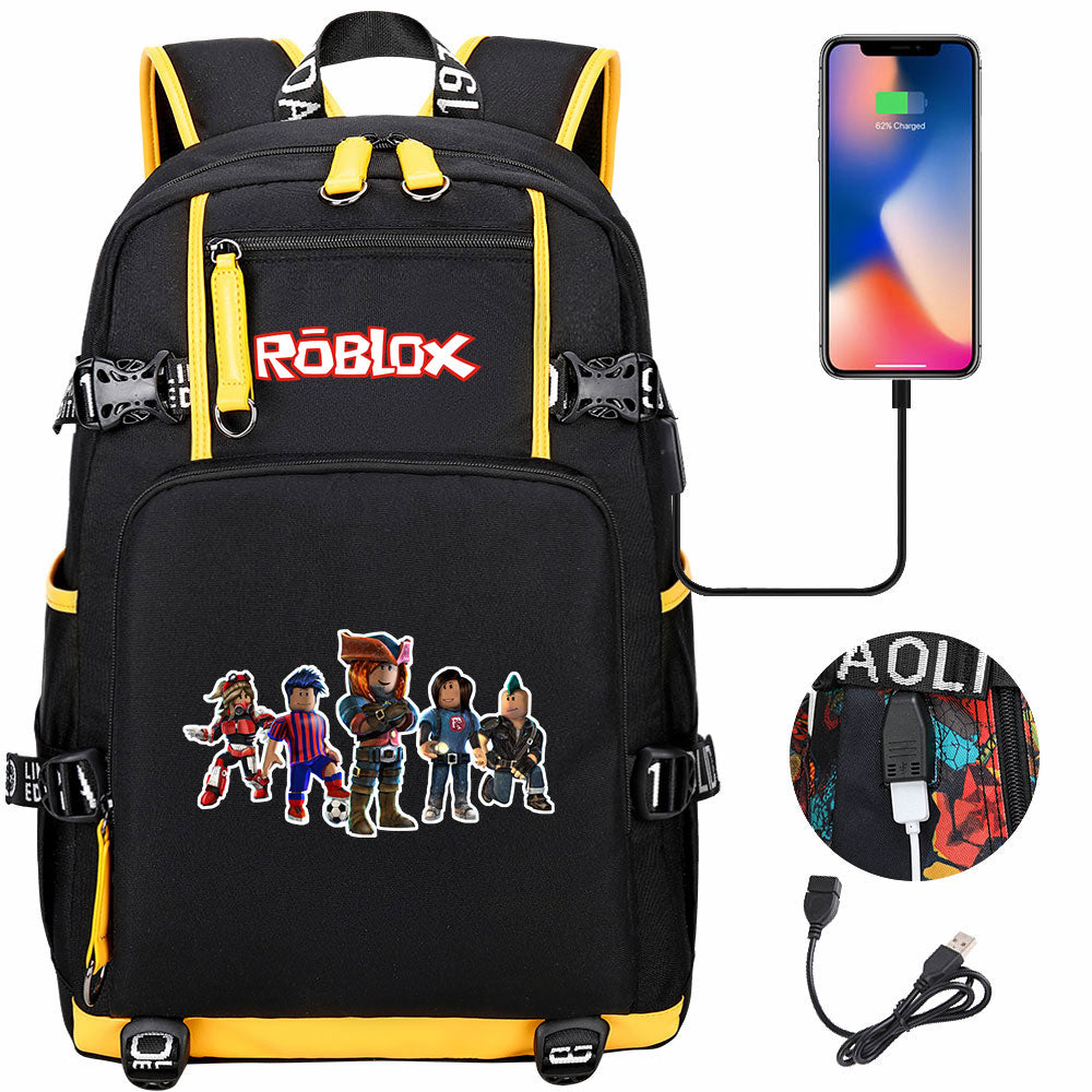 Roblox USB Charging Backpack School NoteBook Laptop Travel Bags